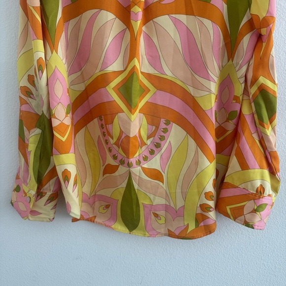 Zara Multicolor Abstract Patterned Button Blouse Size: XS - Picture 5 of 9